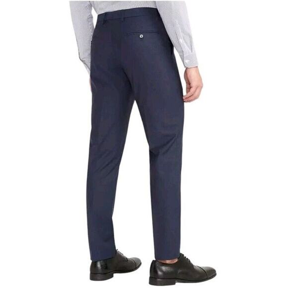 EXPRESS~32×34(34×34)~Navy Slim Wool Blend Wrinkle Resistant Comfort Waist Pants. - Picture 1 of 14